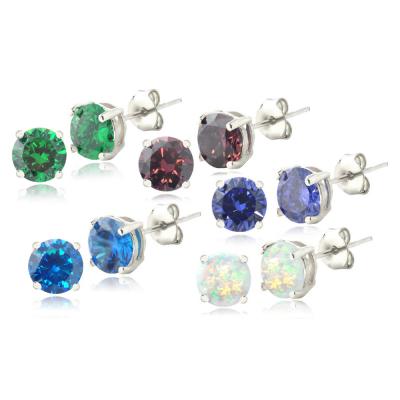 Exotic Colors Cubic Zirconia Stud Earrings Set of 5