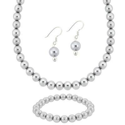 Sterling Silver Gray Pearl Cats Eye Jewelry Set