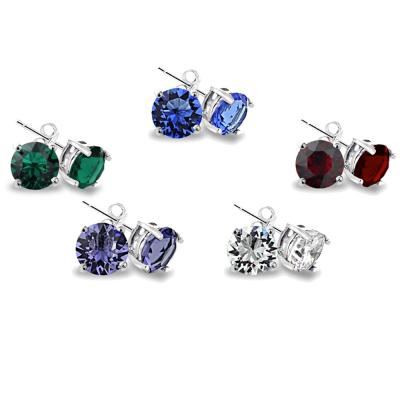 Silver Tone Multi Color Swarovski Elements Set of 5 Stud Earrings