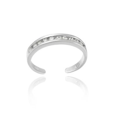 Sterling Silver Channel Set CZ Toe Ring