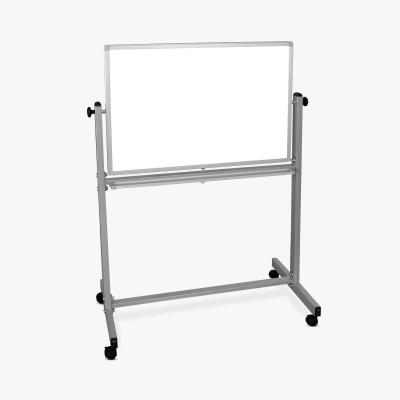 Luxor Mobile Classroom Double Sided 36W'' x 24H'' Reversible Dry-Erase Adjustable Magnetic Whiteboard Easel With Silver Frame, 4 Casters