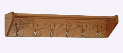 Wooden Mallet 37'' Wall Display Storage Shelf With 6 Hook Hangers Light Oak