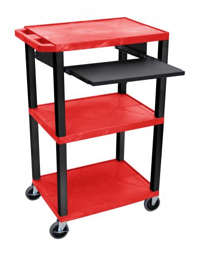 Tuffy Front Pullout Shelf Carts Black Legs-Red