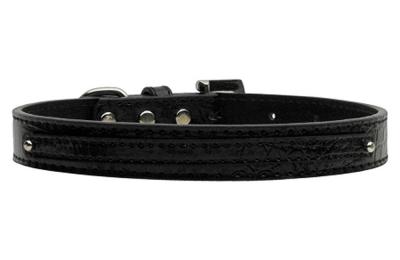3/8'' (10mm) Faux Croc Two Tier Collars Black Large