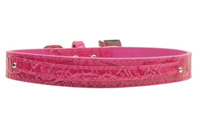 3/8'' (10mm) Faux Croc Two Tier Collars Pink Large