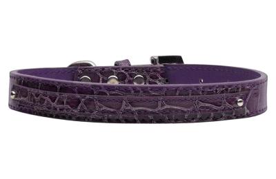 3/8'' (10mm) Faux Croc Two Tier Collars Purple Large