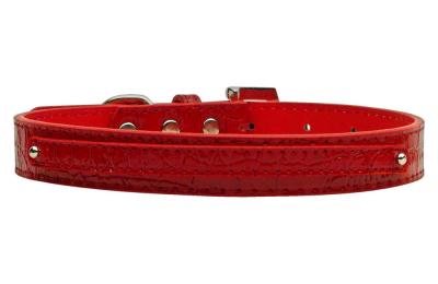 3/8'' (10mm) Faux Croc Two Tier Collars Red Large