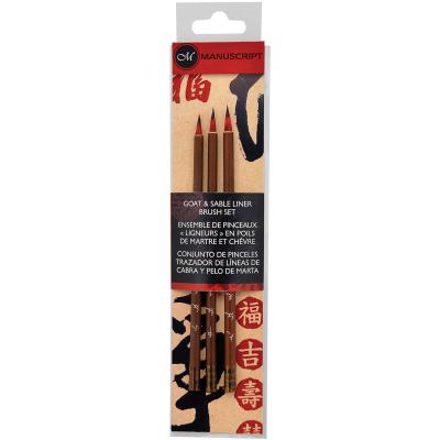 Manuscript Goat & Sable Liner Brush Set 3/Pkg-Small, Medium & Large