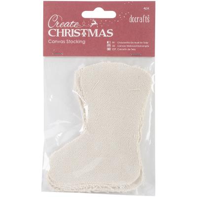 Papermania Create Christmas Canvas Stockings 4/Pkg-Natural