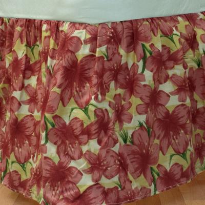 Maroon Flowers Twin Bedskirt Floral Bedding Accessory
