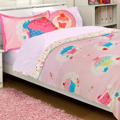 Cupcake Dreams Bed Comforter and Pillow Sham Set Pink Polka Dots Bedding