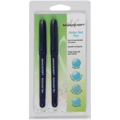 Manuscript Roller Ball Pen Twin Pack-Black Ink