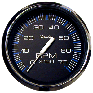 Faria Chesapeake Black SS 4' Tachometer - 7,000 RPM (Gas - All Outboards)