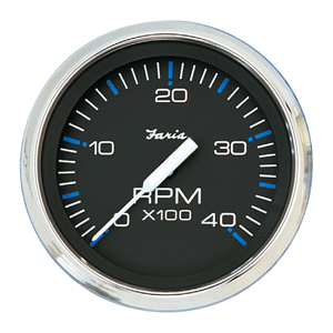 Faria Chesapeake Black SS 4' Tachometer - 4,000 RPM (Diesel)