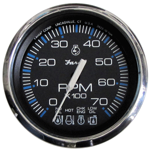 Faria Chesapeake Black SS 4' Tachometer w/Systemcheck Indicator - 7,000 RPM (Gas - Johnson / Evinrude Outboard)