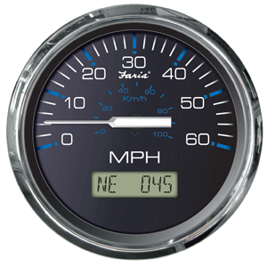Faria Chesapeake Black SS 4' Speedometer - 60MPH (GPS)