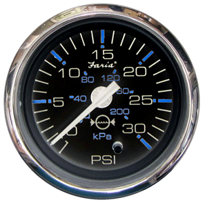 Faria Chesapeake Black SS 2' Water Pressure Gauge - 30 PSI