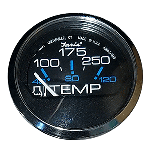Faria Chesapeake Black SS 2' Water Temperature Gauge (100-250°F)