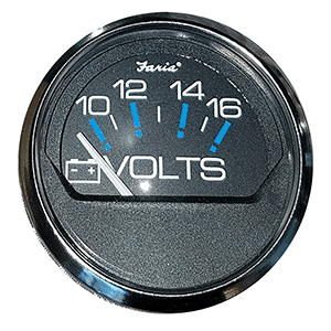 Faria Chesapeake Black SS 2' Voltmeter (10-16 VDC)