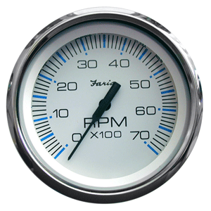 Faria Chesapeake White SS 4' Tachometer - 7,000 RPM (Gas - All Outboards)