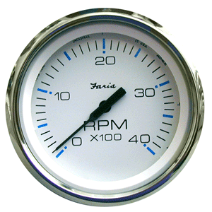 Faria Chesapeake White SS 4' Tachometer - 4,000 RPM (Diesel - Mechanical Takeoff & Var Ratio Alt)