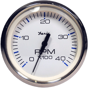Faria Chesapeake White SS 4' Tachometer - 4,000 RPM (Diesel - Magnetic Pick-Up)