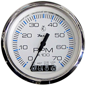 Faria Chesapeake White SS 4' Tachometer w/Systemcheck Indicator - 7,000 RPM (Gas - Johnson/Evinrude Outboard)