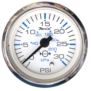 Faria Chesapeake White SS 2' Water Pressure Gauge (30 PSI)
