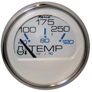 Faria Chesapeake White SS 2' Water Temperature Gauge (100-250°F)