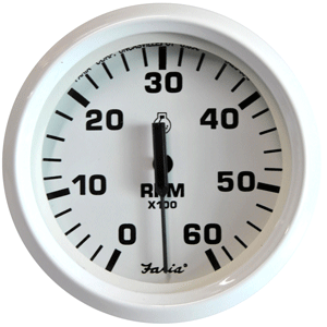 Faria Dress White 4' Tachometer - 6,000 RPM (Gas - Inboard & I/O)