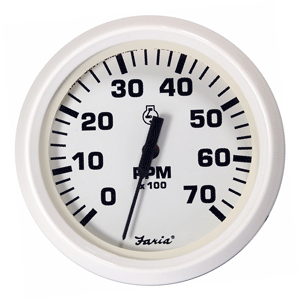 Faria Dress White 4' Tachometer - 7,000 RPM (Gas - All Outboards)