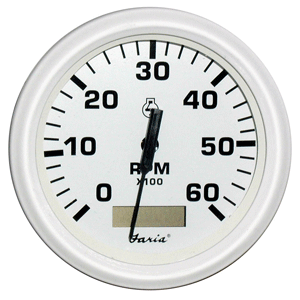 Faria Dress White 4' Tachometer w/Hourmeter - 6,000 RPM (Gas - Inboard)