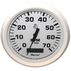 Faria Dress White 4' Tachometer w/Hourmeter - 7,000 RPM (Gas - Outboard)