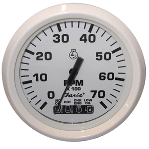 Faria Dress White 4' Tachometer w/Systemcheck Indicator - 7,000 RPM (Gas - Johnson / Evinrude Outboard)