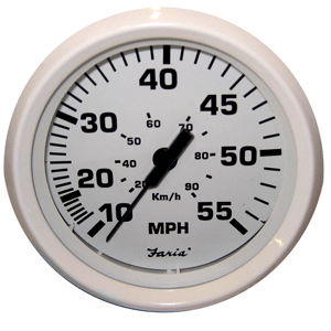 Faria Dress White 4' Speedometer - 55MPH (Mechanical)