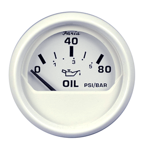 Faria Dress White 2' Oil Pressure Gauge (80 PSI)