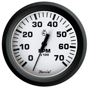 Faria Euro White 4' Tachometer - 7,000 RPM (Gas - All Outboards)