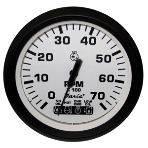 Faria Euro White 4' Tachometer w/Systemcheck Indicator - 7,000 RPM (Gas - Johnson / Evinrude Outboard)
