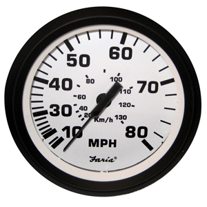 Faria Euro White 4' Speedometer - 80MPH (Mechanical)