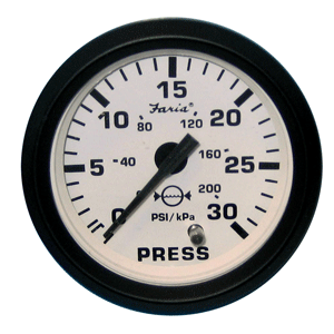 Faria Euro White 2' Water Pressure Gauge Kit - 30 PSI