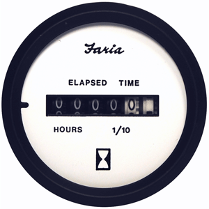 Faria Euro White 2' Hourmeter (10,000 Hrs) (12-32 VDC)