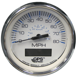 Faria Chesapeake White SS 4' Speedometer - 80MPH (GPS)