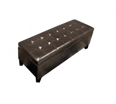 Many Brown Tuffed Storage Bench