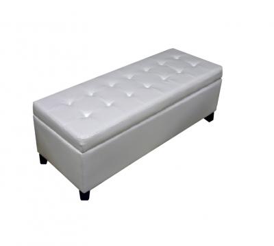 Many White Tuffed Storage Bench