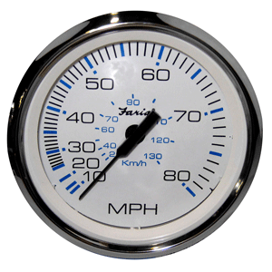 Faria Chesapeake White SS 4' Speedometer - 80MPH (Mechanical)