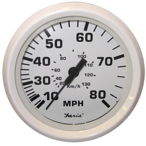 Faria Dress White 4' Speedometer - 80MPH (Mechanical)