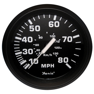 Faria Euro Black 4' Speedometer - 80MPH (Mechanical)