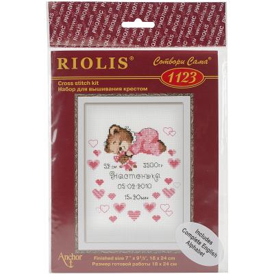 RIOLIS Counted Cross Stitch Kit 7'X9.5'-Girls Birth Announcement (14 Count)