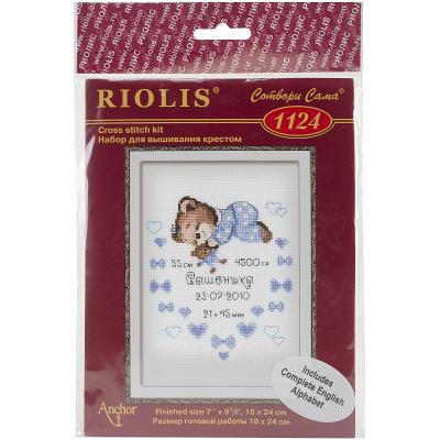 RIOLIS Counted Cross Stitch Kit 7'X9.5'-Boys Birth Announcement (14 Count)