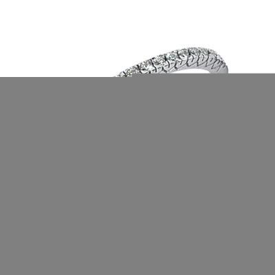14k White Gold Engraved Fishtail V Pave Diamond Wedding Ring Band